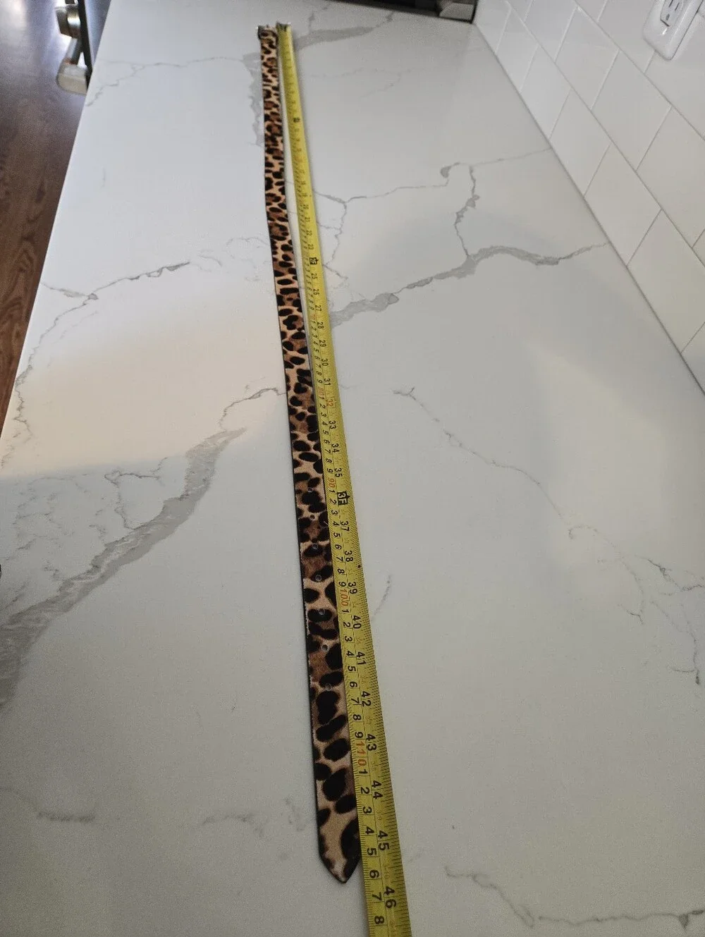 J Crew Leopard Print Calf Hair Belt with Gold Buckle L/XL